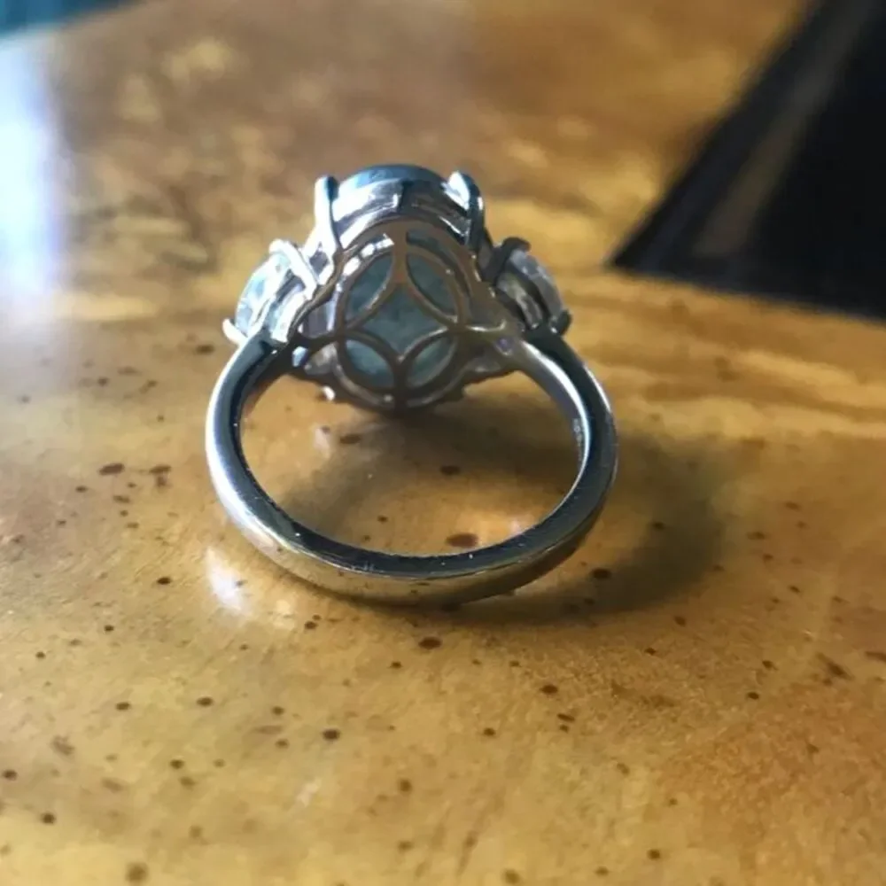 Natural Labradorite Mystic Topaz Sterling Silver Ring Size 7